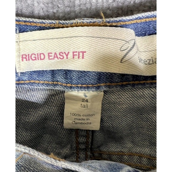 Venezia Rigid‎ Easy Fit Jeans Womens Size 24 Tall Blue Denim Distressed Pockets - Picture 4 of 16